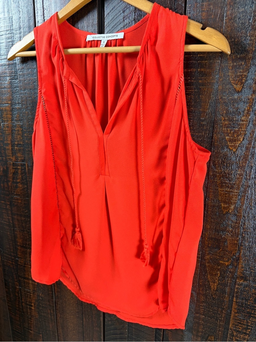 Collective Concepts Tassel Tie Front Sleeveless ‎ Top SMALL